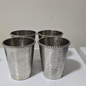 Hammered Silver Drinking Glass Set